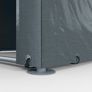 Capanno Box per Attrezzi da Giardino 160x218x172 cm Tenda in PE anti UV e Acciaio Grigio scuso