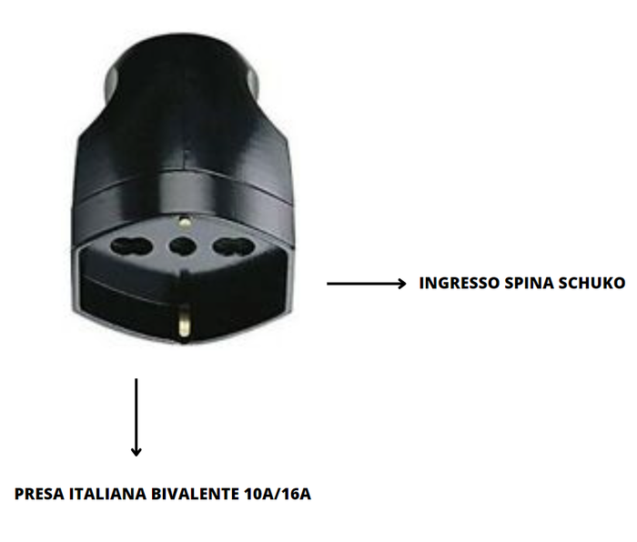 Presa elettrica schuko nera 10/16 ampere ecova