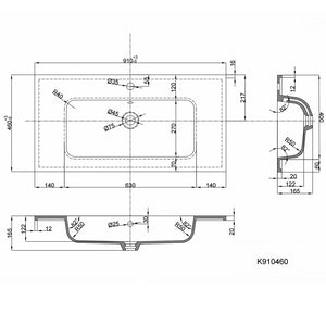 Lavabo ad incasso in mineral marmo 91x46 cm mobile composizione bagno *** confezione 1