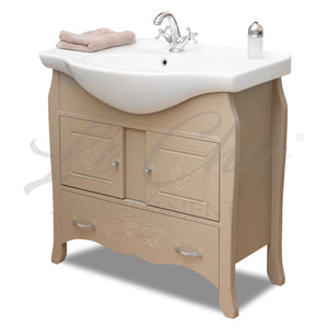 Mobiletto bagno Tortora shabby chic 85 con specchio