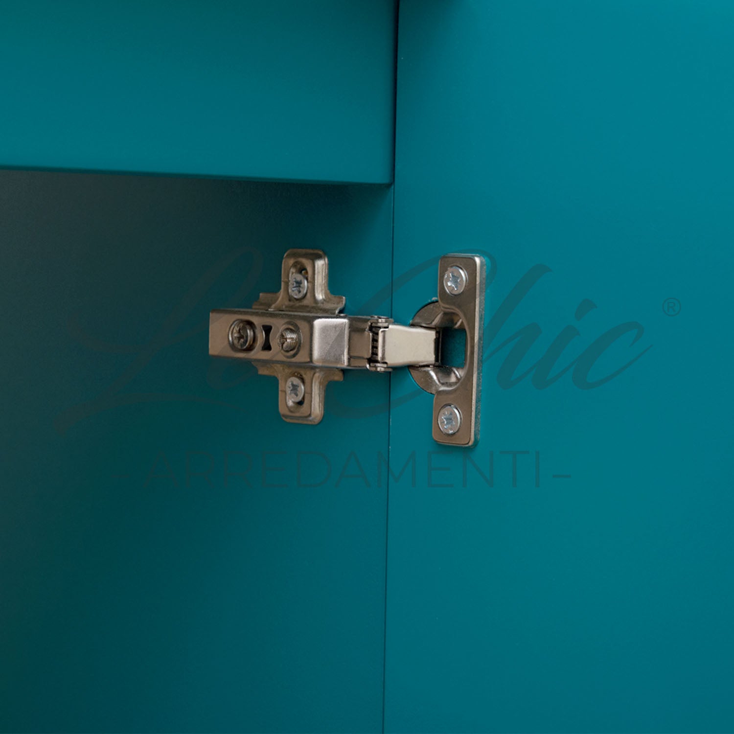 Mobile moderno sospeso Luxury verde smeraldo - 100 cm, Specchiera led rotonda