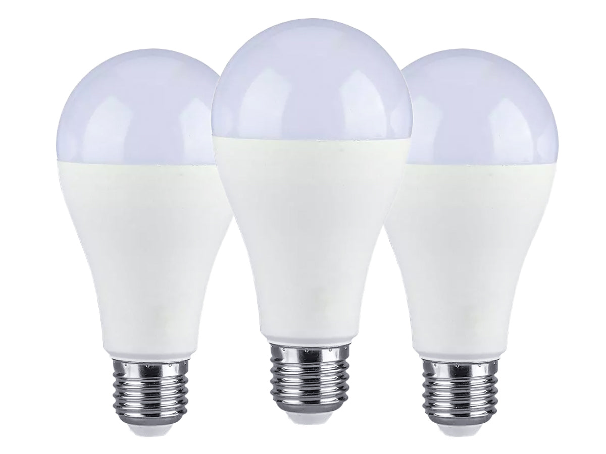 3 PZ Lampada Led E27 A65 15W Bianco Freddo 6400K Bulbo Sfera 1350 Lumen SKU-2818