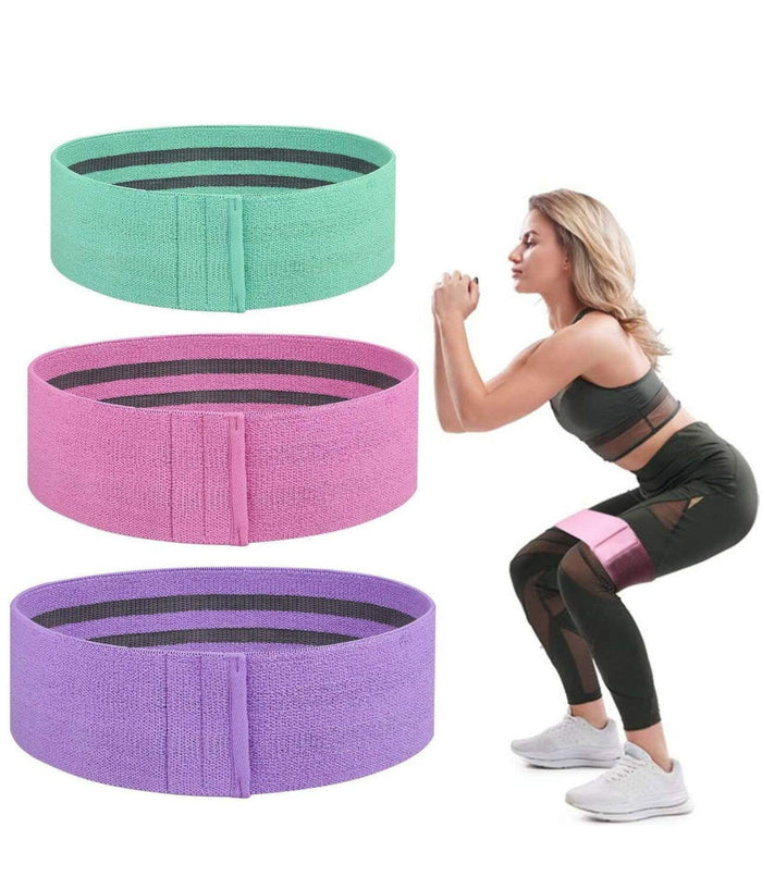 3 Fasce Elastiche In Stoffa Per Esercizi Fisici Joga Ginnastica Palestra 25x5 Cm         