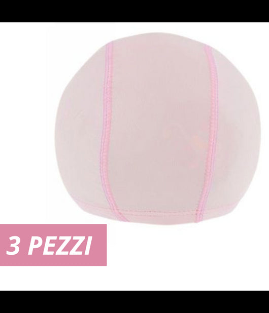 3 Pz Cuffia Piscina Mare Nuoto Pressata Monocolore Rosa Con Fascia Elastica 2 Cm         