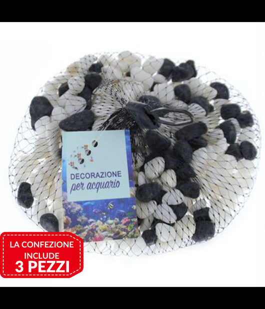 3 Pz Pietre Decorative Acquario Bianche Nere Decorazione Sassi Piante Vasi 300gr         