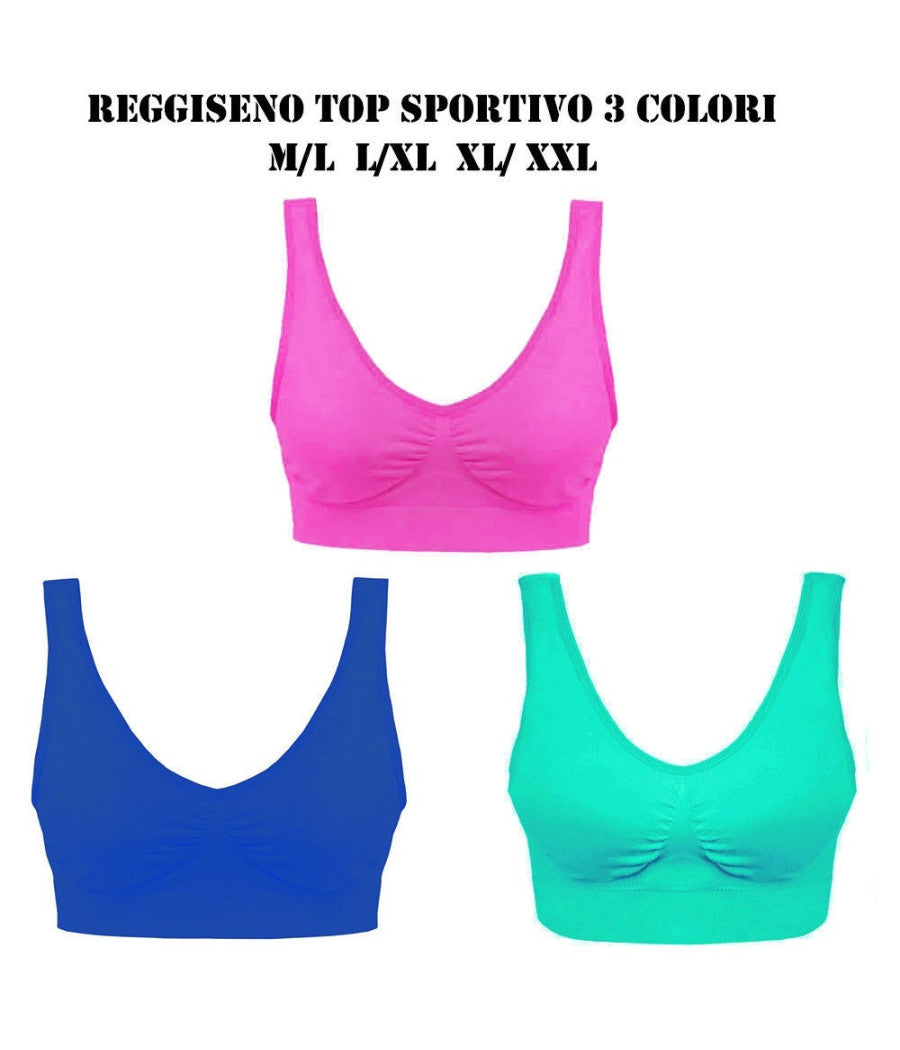 3 Pz Reggiseno Reggi Seno Bra Sportivo 3 Colori Sport Intimo Donna Reggiseni Tg.         