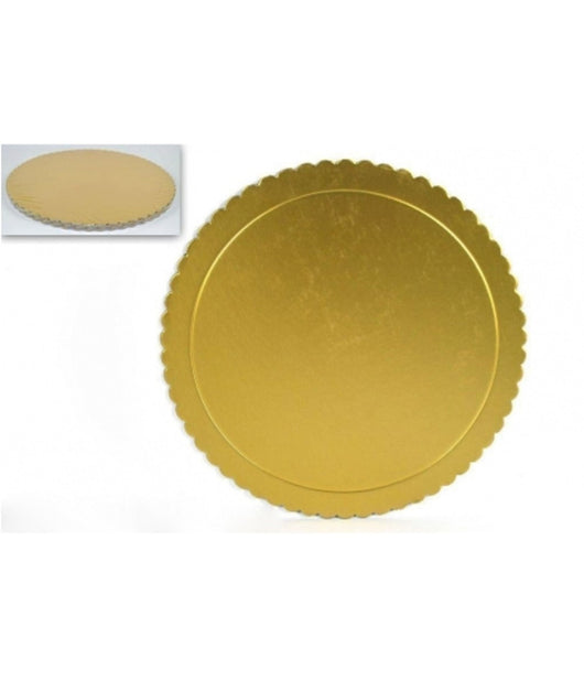 3 Vassoi Porta Torta Piatto 30 Cm 2mm Oro Tondo Circolare Cartone Dorato         