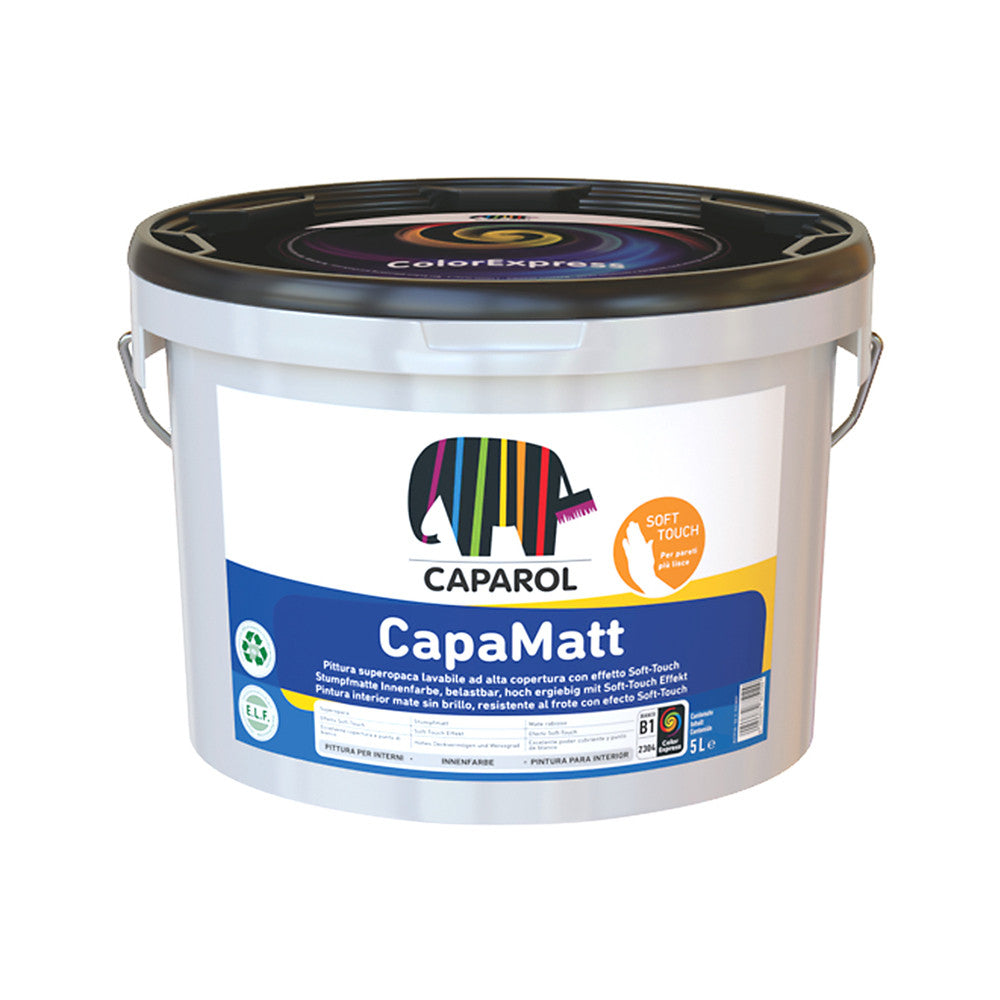 Capamatt - Pittura Per Interni Superopaca Lavabile Alta Copertura Con Finitura Liscia Effetto Velluto - 5L - Bianco - Caparol