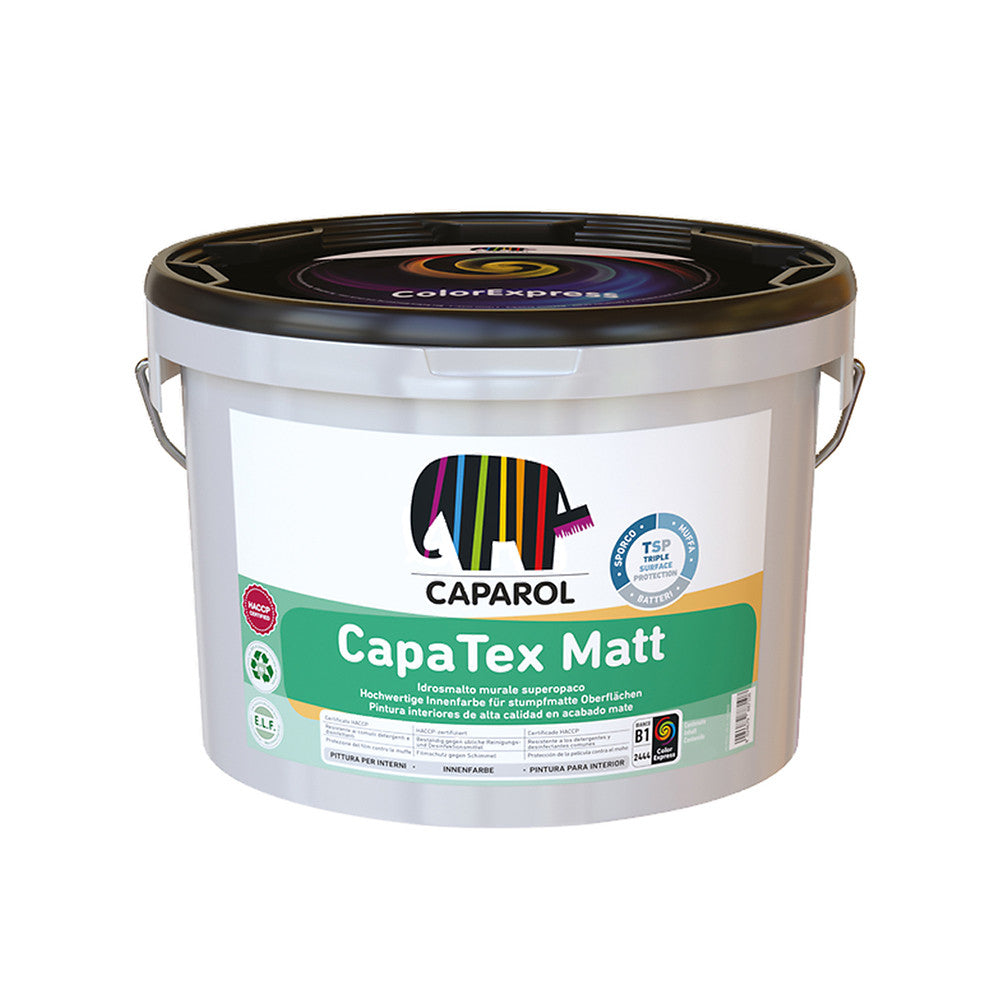 Capatex Matt Idrosmalto Murale Superopaco Per Interni Resistente Alla Proliferazione Della Muffa - Bianco - 2,5L - Caparol