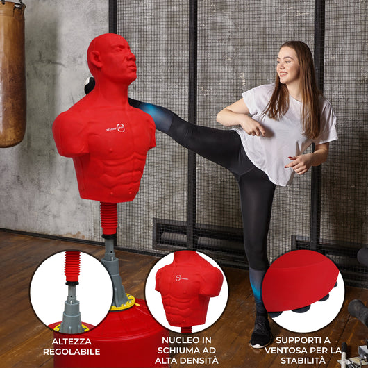 Manichino da boxe autoportante Grande Rosso 175cm Arti marziali Boxe Allenamento