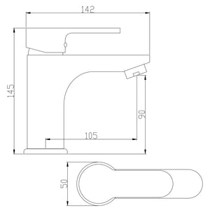 Miscelatore monocomando lavabo nero opaco serie Choco  senza piletta