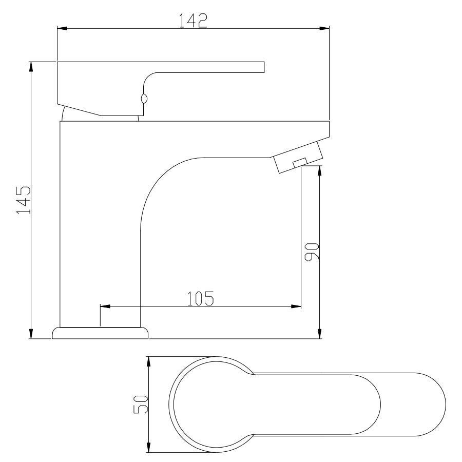 Miscelatore monocomando lavabo nero opaco serie Choco  senza piletta