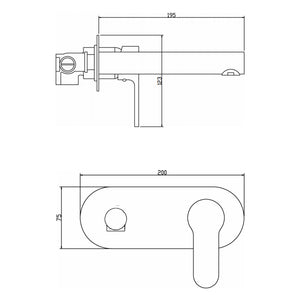 Miscelatore monocomando lavabo a muro cromato serie Choco, senza piletta