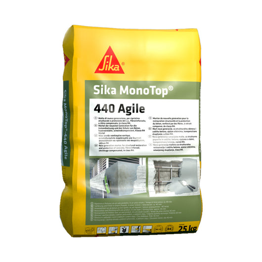 Sika Monotop 440 Agile - Malta Presa Semi-Rapida Fibrorinforzata Per Ripristino Riparazione Elementi Strutturali - 25 Kg - Sika