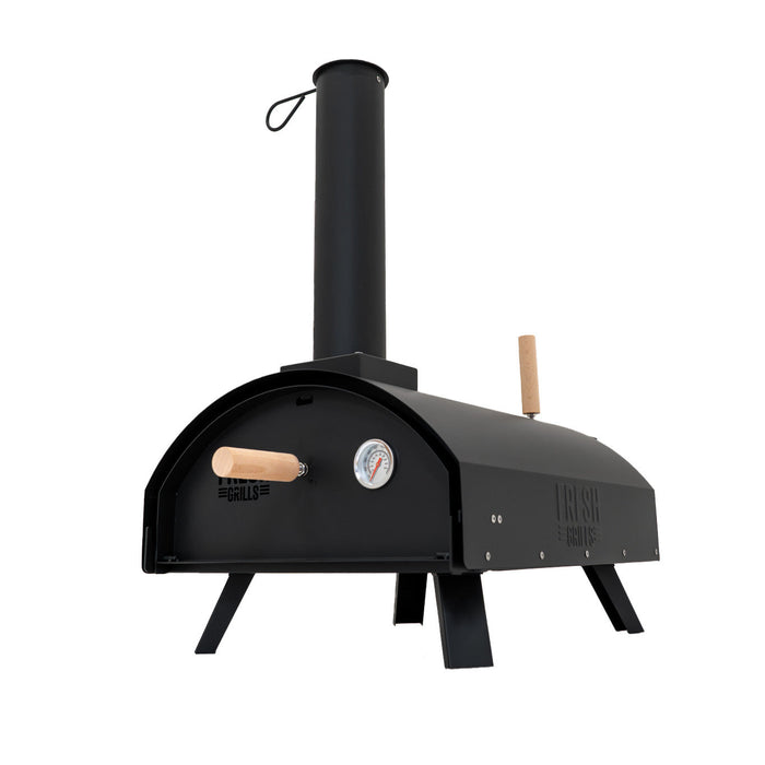 Forno da tavolo per pizza all'aperto 30cm in acciaio nero portatile a carbonella di legno BBQ