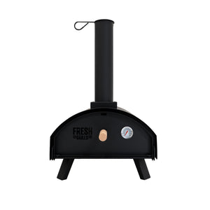 Forno da tavolo per pizza all'aperto 30cm in acciaio nero portatile a carbonella di legno BBQ