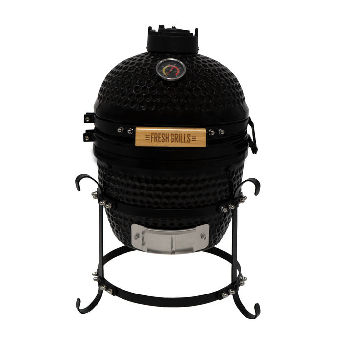 Kamado BBQ Grill 33cm Nero Ceramica Mini Forno Barbecue a Uovo Carbonella Affumicatore