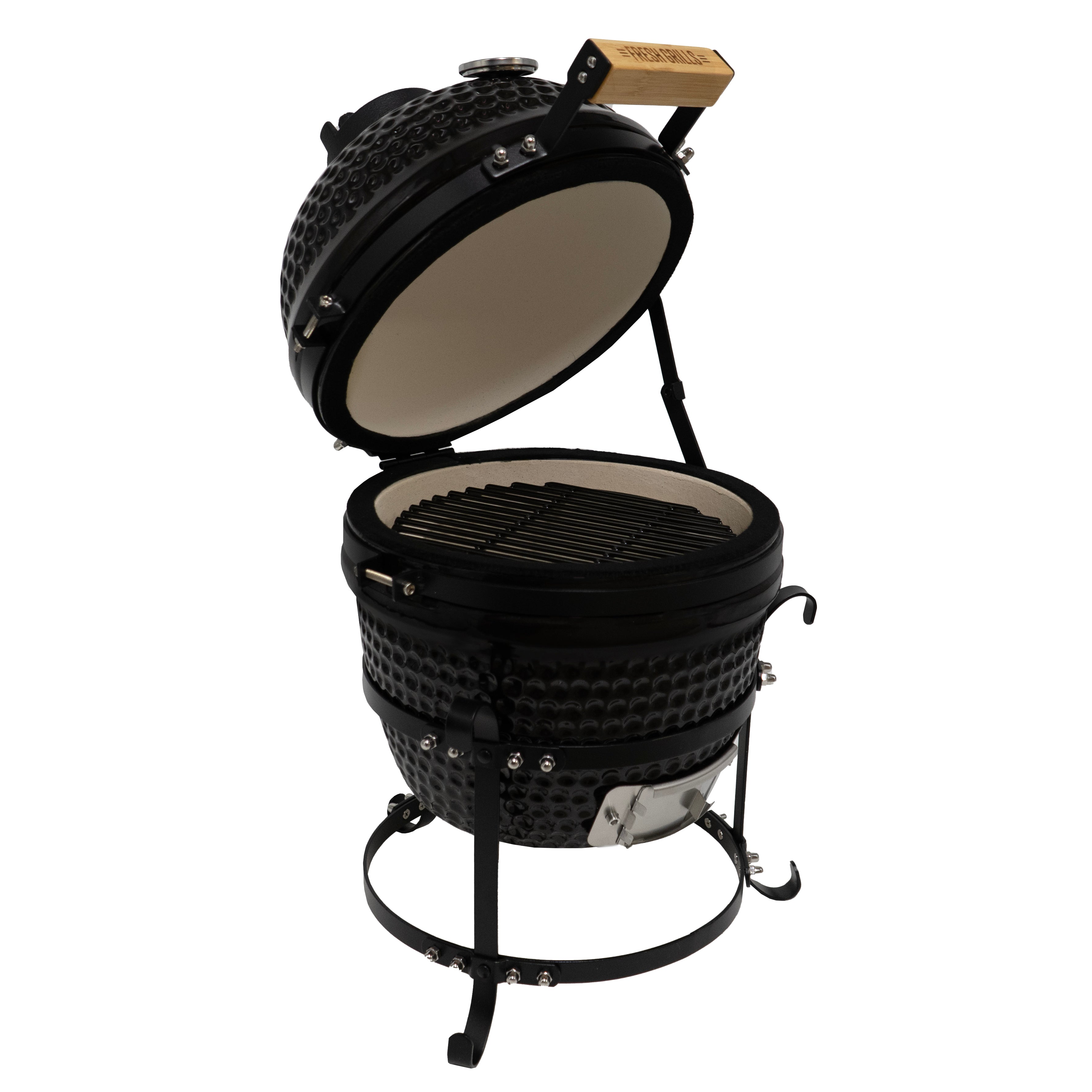 Kamado BBQ Grill 33cm Nero Ceramica Mini Forno Barbecue a Uovo Carbonella Affumicatore