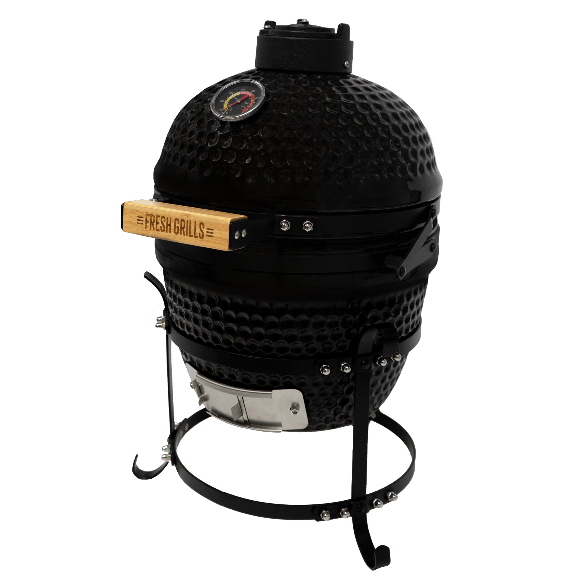 Kamado BBQ Grill 33cm Nero Ceramica Mini Forno Barbecue a Uovo Carbonella Affumicatore