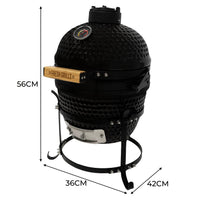 Kamado BBQ Grill 33cm Nero Ceramica Mini Forno Barbecue a Uovo Carbonella Affumicatore