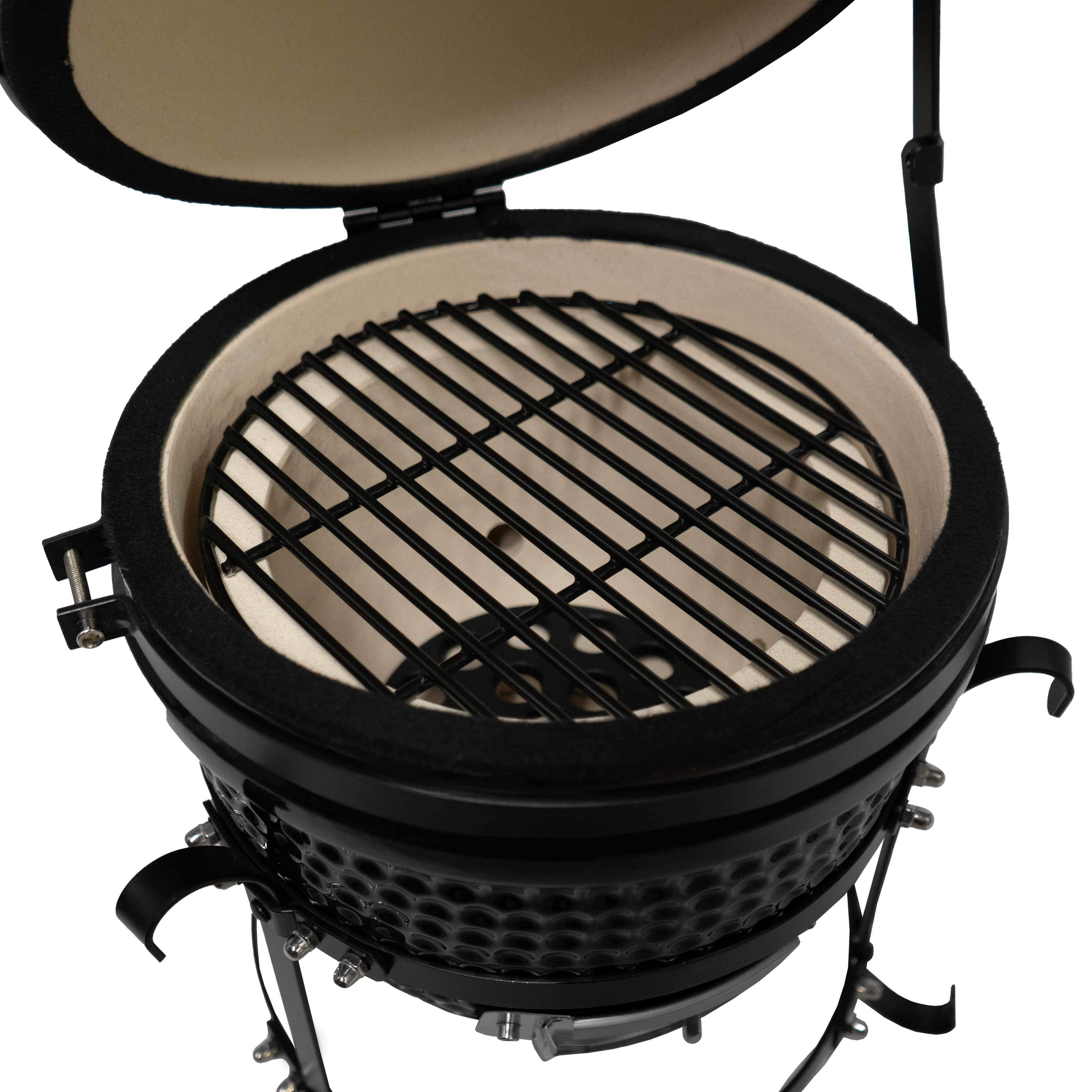 Kamado BBQ Grill 33cm Nero Ceramica Mini Forno Barbecue a Uovo Carbonella Affumicatore