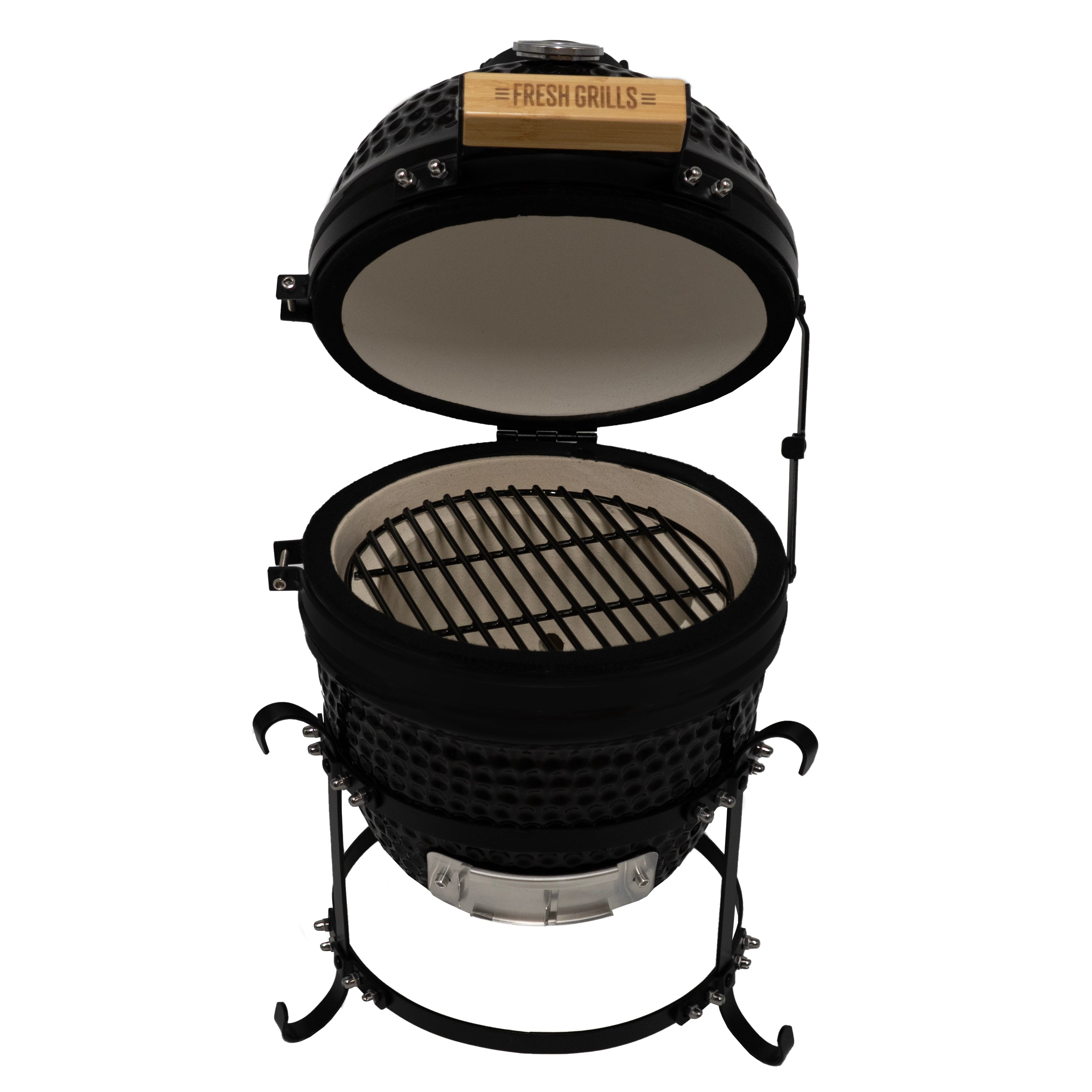 Kamado BBQ Grill 33cm Nero Ceramica Mini Forno Barbecue a Uovo Carbonella Affumicatore