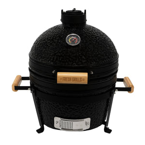 Kamado BBQ Grill 40cm Nero Ceramica Mini Forno Barbecue a Uovo Carbonella Affumicatore