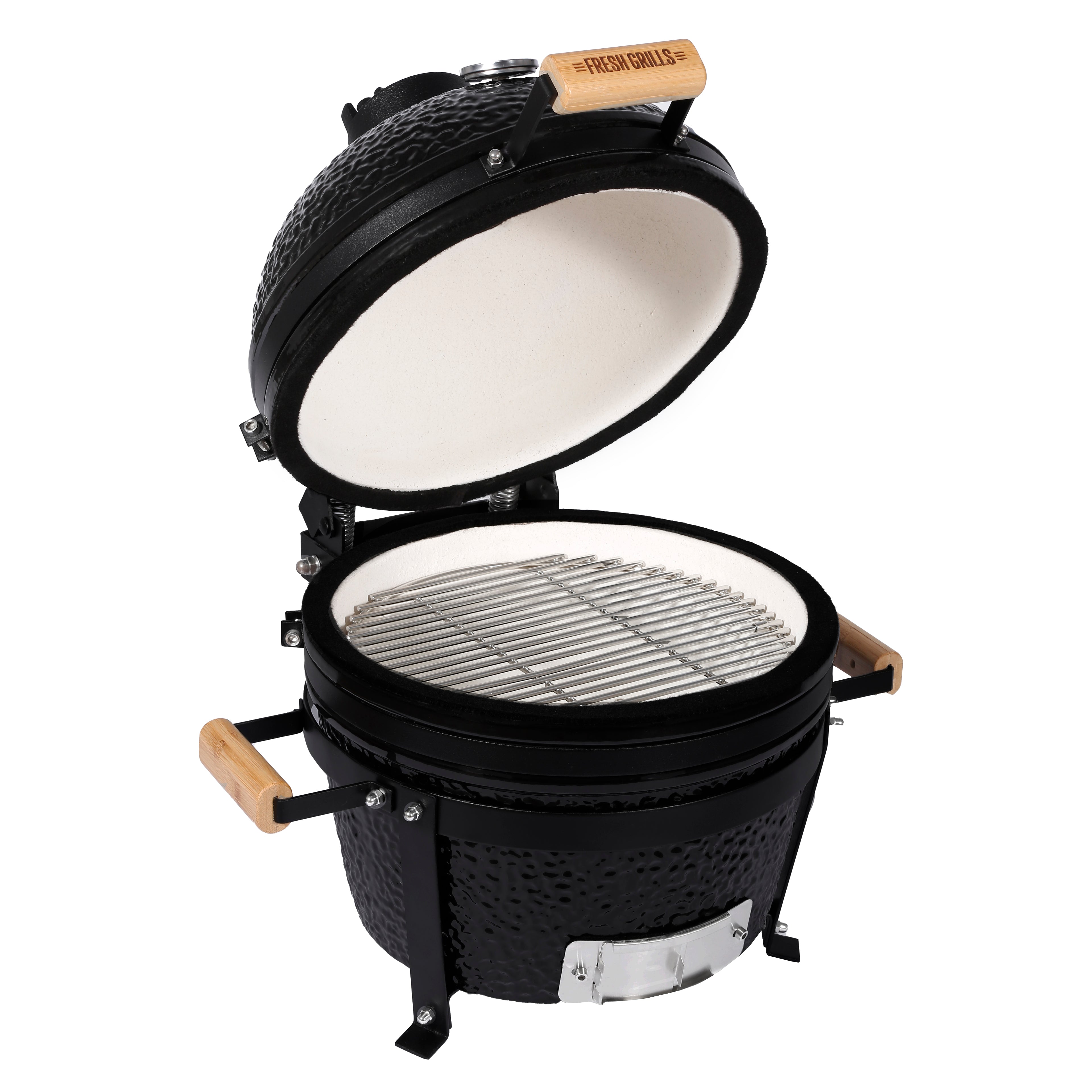 Kamado BBQ Grill 40cm Nero Ceramica Mini Forno Barbecue a Uovo Carbonella Affumicatore