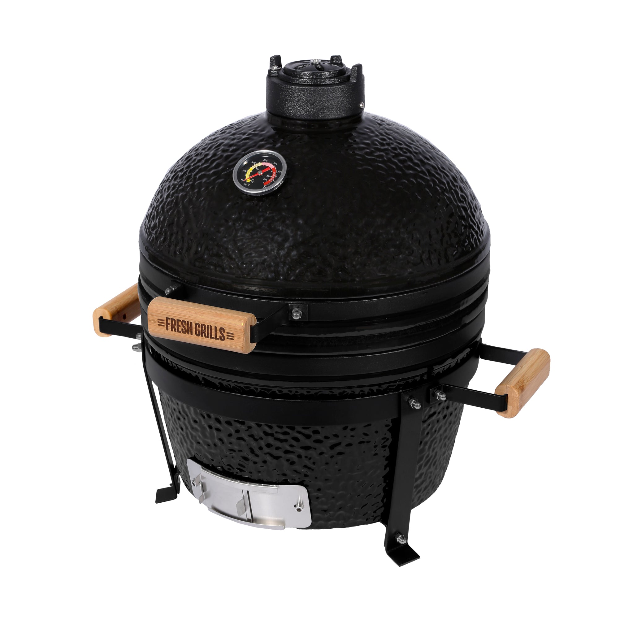 Kamado BBQ Grill 40cm Nero Ceramica Mini Forno Barbecue a Uovo Carbonella Affumicatore