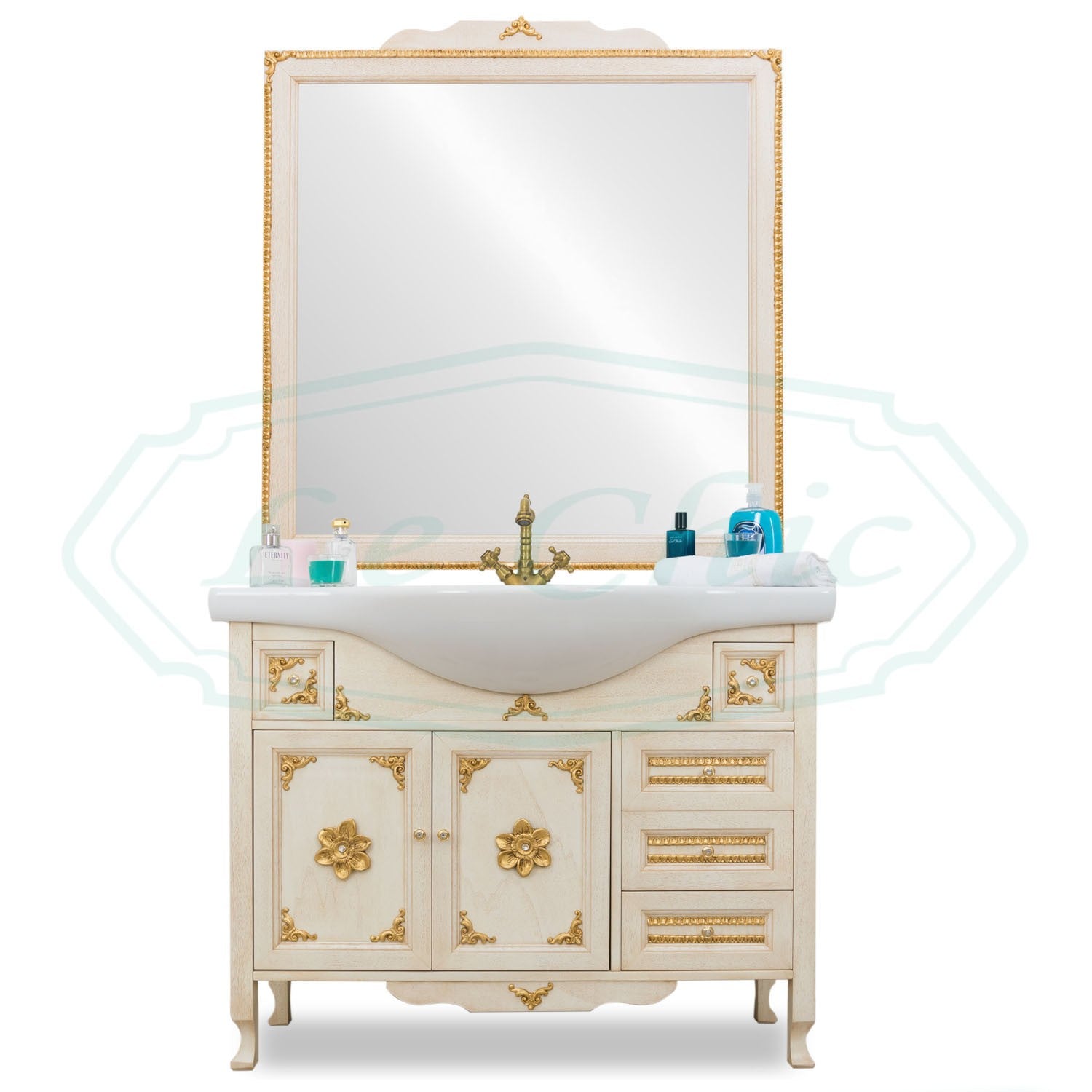 Mobile bagno barocco con foglia oro