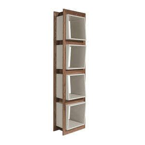 Libreria in legno 50x41x200 cm di noce e cubi grigio perla