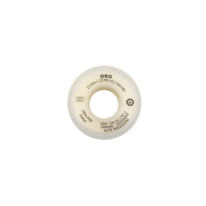 Nastro PTFE oro 12 mm x12 mt x 0,10 mm ideale per accoppiamenti filettati