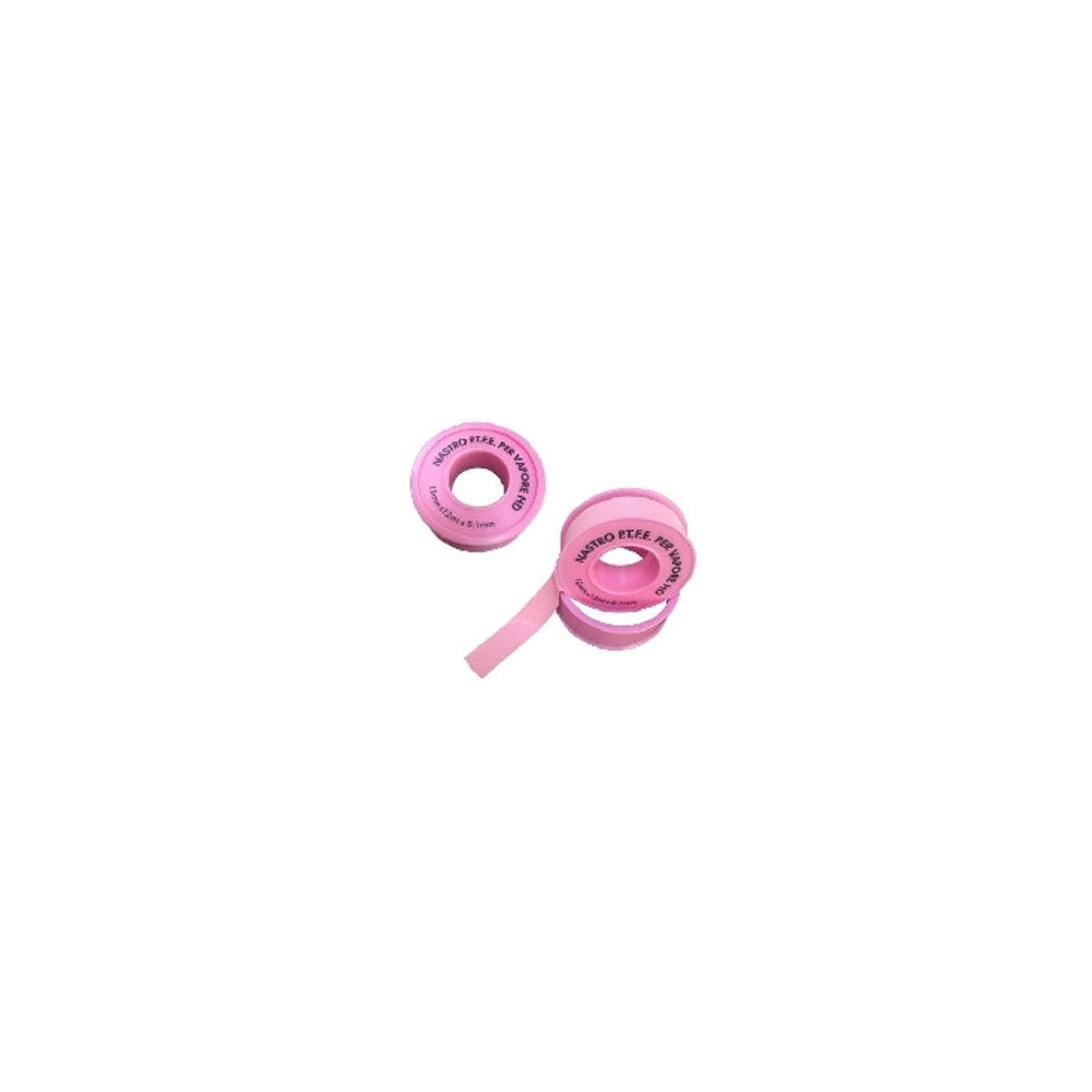 Nastro PTFE rosa per vapore e alte temperature H. 12 mm x 12 m x 0,1 mm