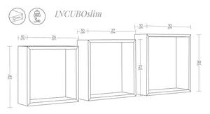 Set 3 Mensole da Parete Cubo in Fibra di Legno Incubo Slim Bianco