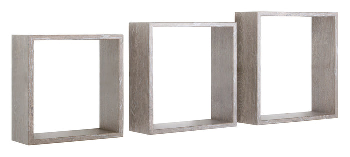 Set 3 Mensole da Parete Cubo in Fibra di Legno Incubo Slim Rovere Grigio New