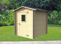 Casetta Box da Giardino per Attrezzi 198x198 cm con Porta Finestrata in Legno Naturale