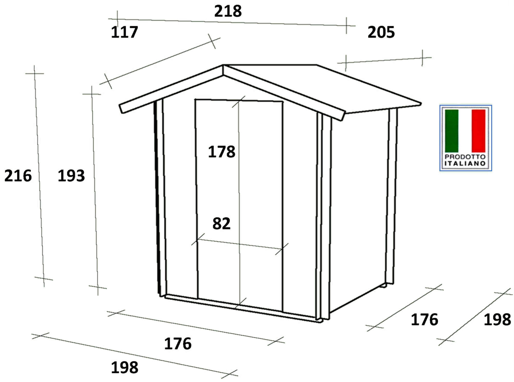 Casetta Box da Giardino per Attrezzi 198x198 cm con Porta Finestrata in Legno Naturale