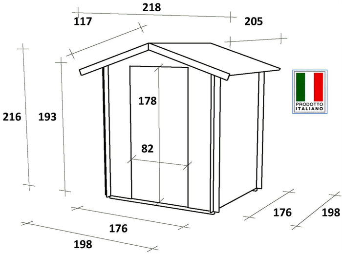 Casetta Box da Giardino per Attrezzi 198x198 cm con Porta Finestrata in Legno Naturale