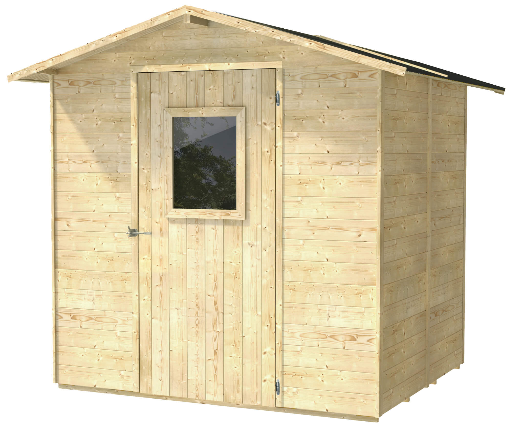 Casetta Box da Giardino per Attrezzi 200x207 cm con Porta Finestrata in Legno Naturale