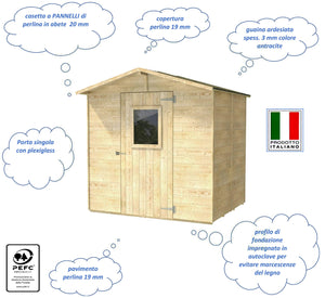 Casetta Box da Giardino per Attrezzi 200x207 cm con Porta Finestrata in Legno Naturale