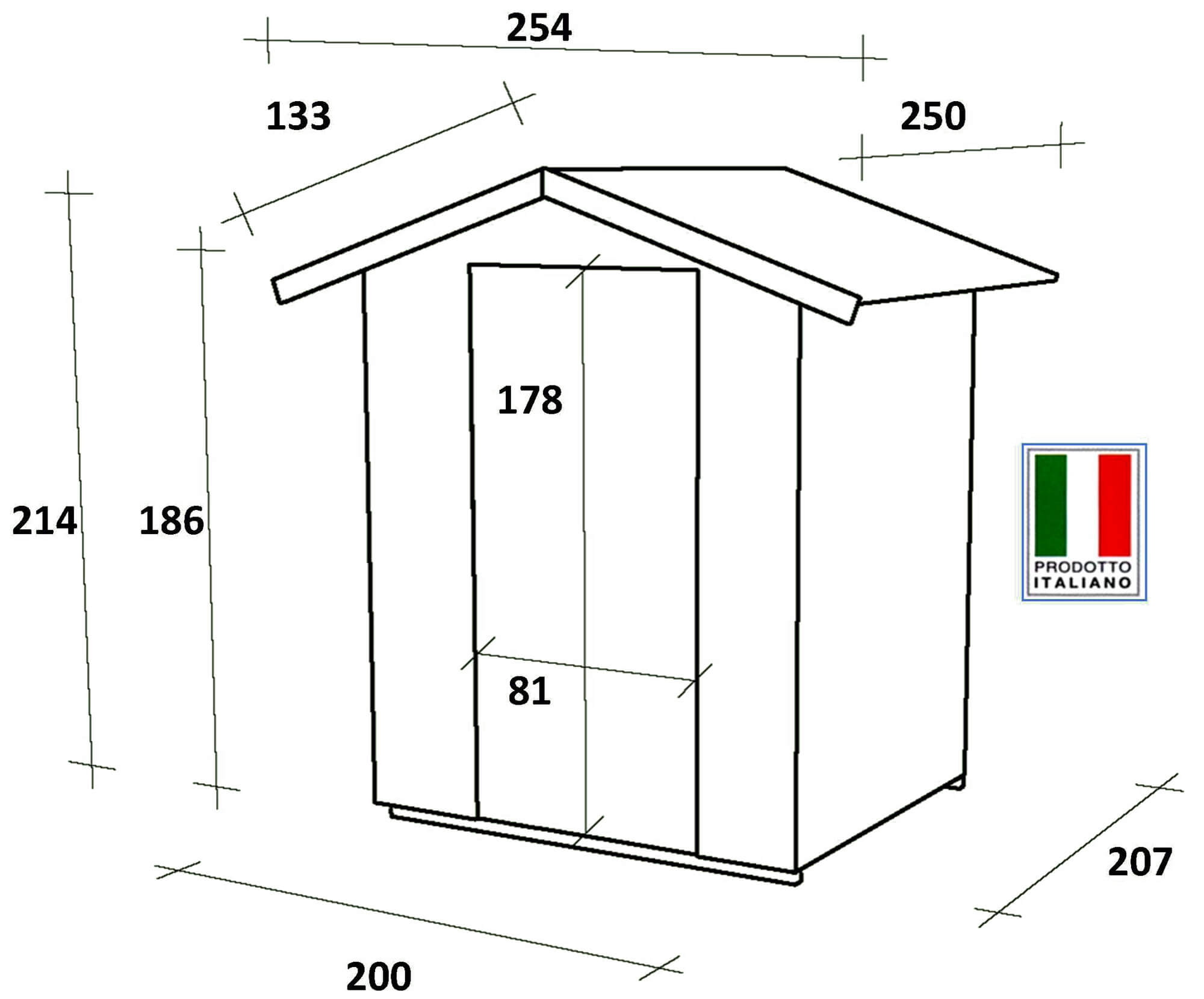 Casetta Box da Giardino per Attrezzi 200x207 cm con Porta Finestrata in Legno Naturale