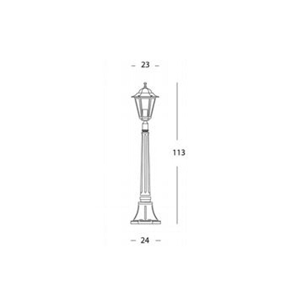 Palo Basso Da Esterno H113Cm Esagonale Alluminio E Vetro Nero 1 Luce E27