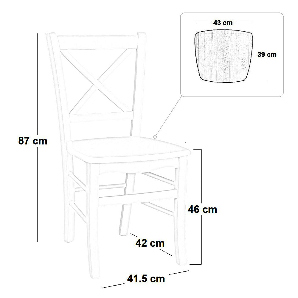 Sedia legno venezia croce tortora 1019  con seduta in massello X2