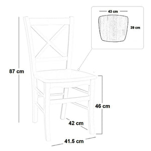 Sedia legno venezia croce tortora 1019  con seduta in massello X2