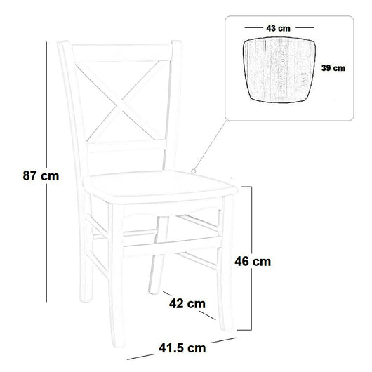 Sedia legno venezia croce tortora 1019  con seduta in massello X2