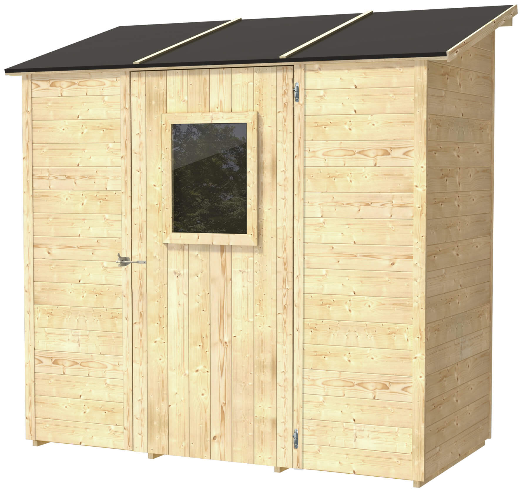 Casetta Box da Giardino per Attrezzi 207x102 cm con Porta Finestrata in Legno Naturale