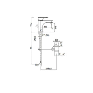 Miscelatore lavabo Gattoni H20MIX1000 scarico automatico bocca 110 mm 