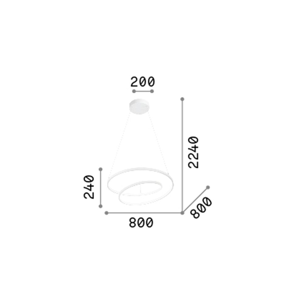 Sospensione Moderna Oz Metallo Nero Led 55W 3000K Luce Calda D80 Dali