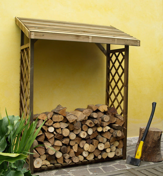 Legnaia con Griglia da Giardino 133x67x175 cm in Legno Naturale