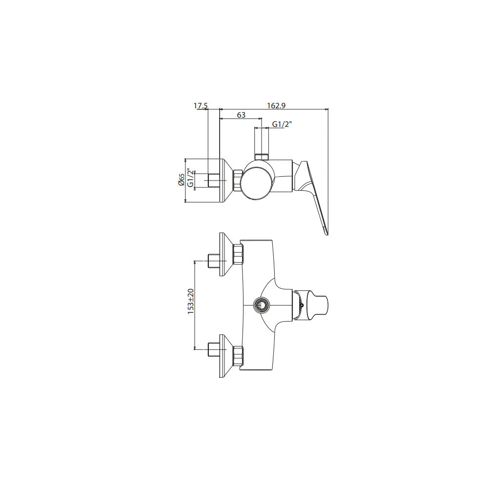 Miscelatore doccia esterno ottone cromo uscita alta  Gattoni H20MIX4000